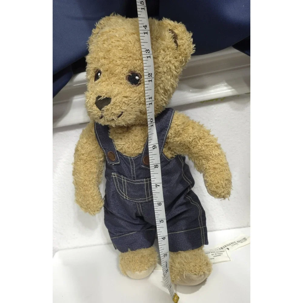 IKEA BRUMMA‎ Teddy Bear Jointed Cuddle Brown Plush in Blue Denim Overalls